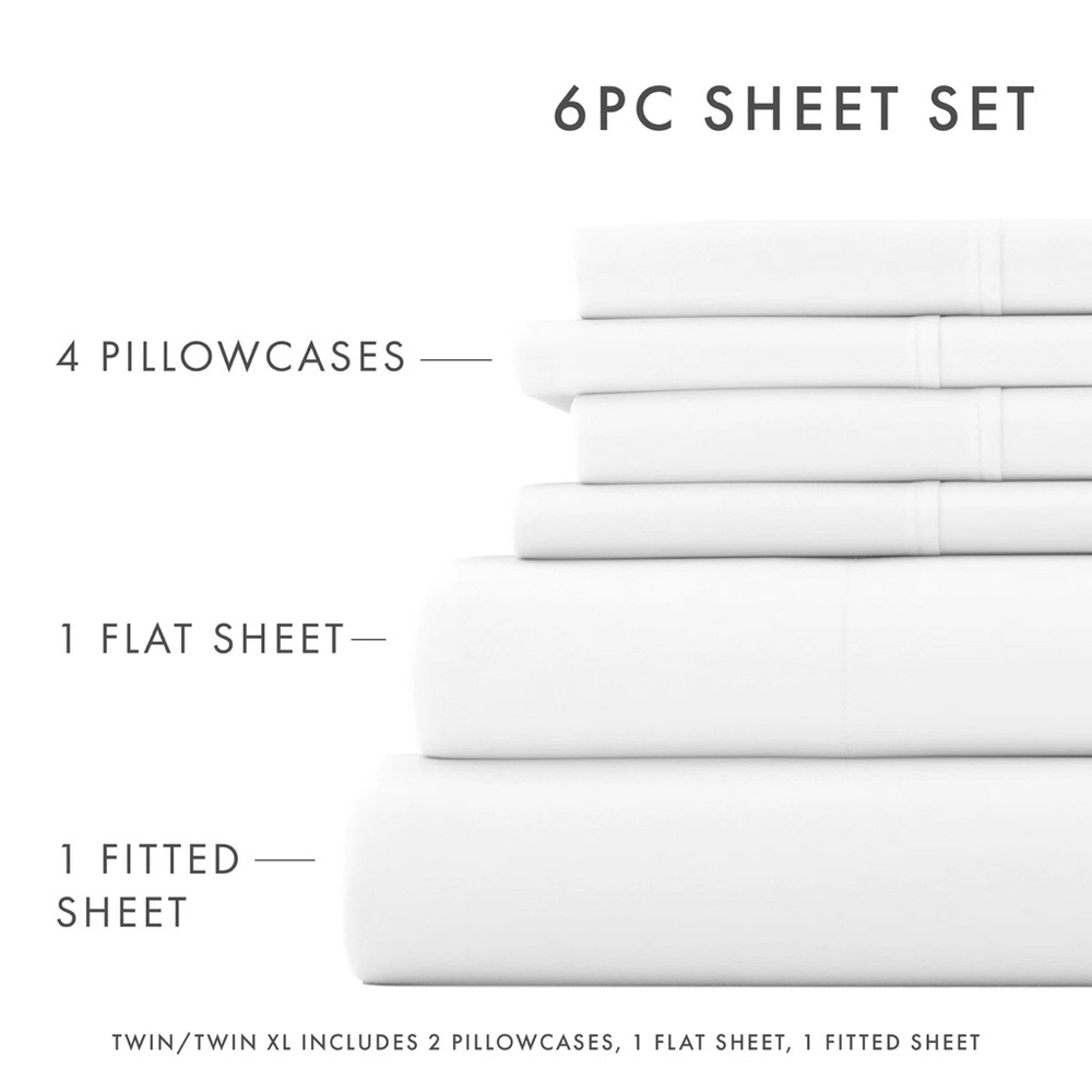 Ultra Soft Double-Brushed Microfiber 6 Piece Sheet Set - KING